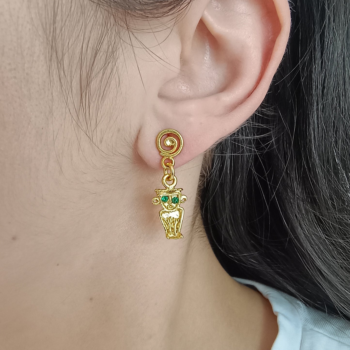 🌊 Aretes Zircón Tunjo Cultura Muisca