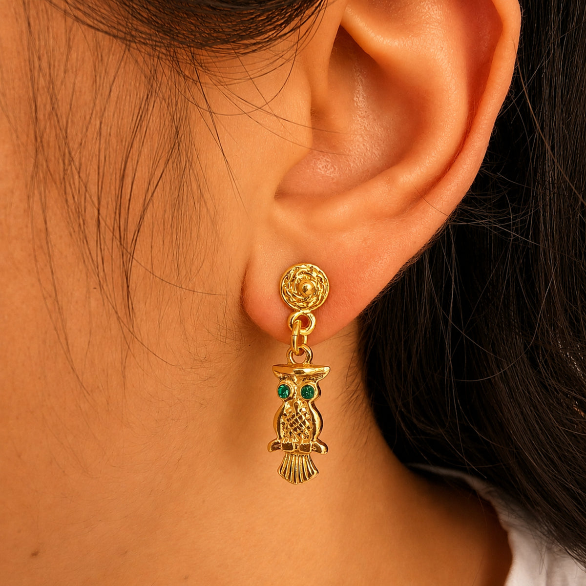 🦉Aretes Circonita cúbica Lechuzón