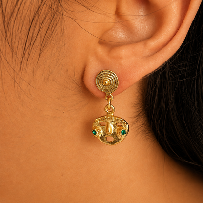 🎭 Aretes Circonita cúbica Mascara cultura Sinú