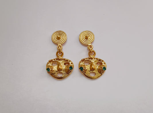 🎭 Aretes Zircón Mascara cultura Sinú