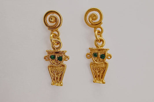 🌊 Aretes Zircón Tunjo Cultura Muisca