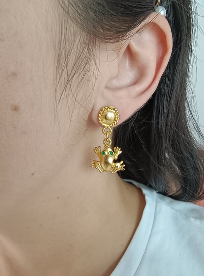 🐸 Aretes Zircón Rana