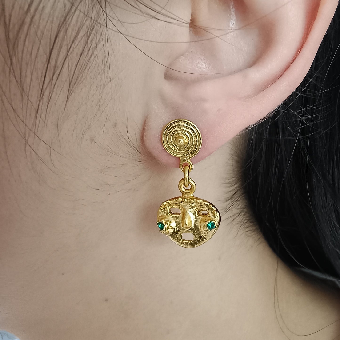 🎭 Aretes Zircón Mascara cultura Sinú